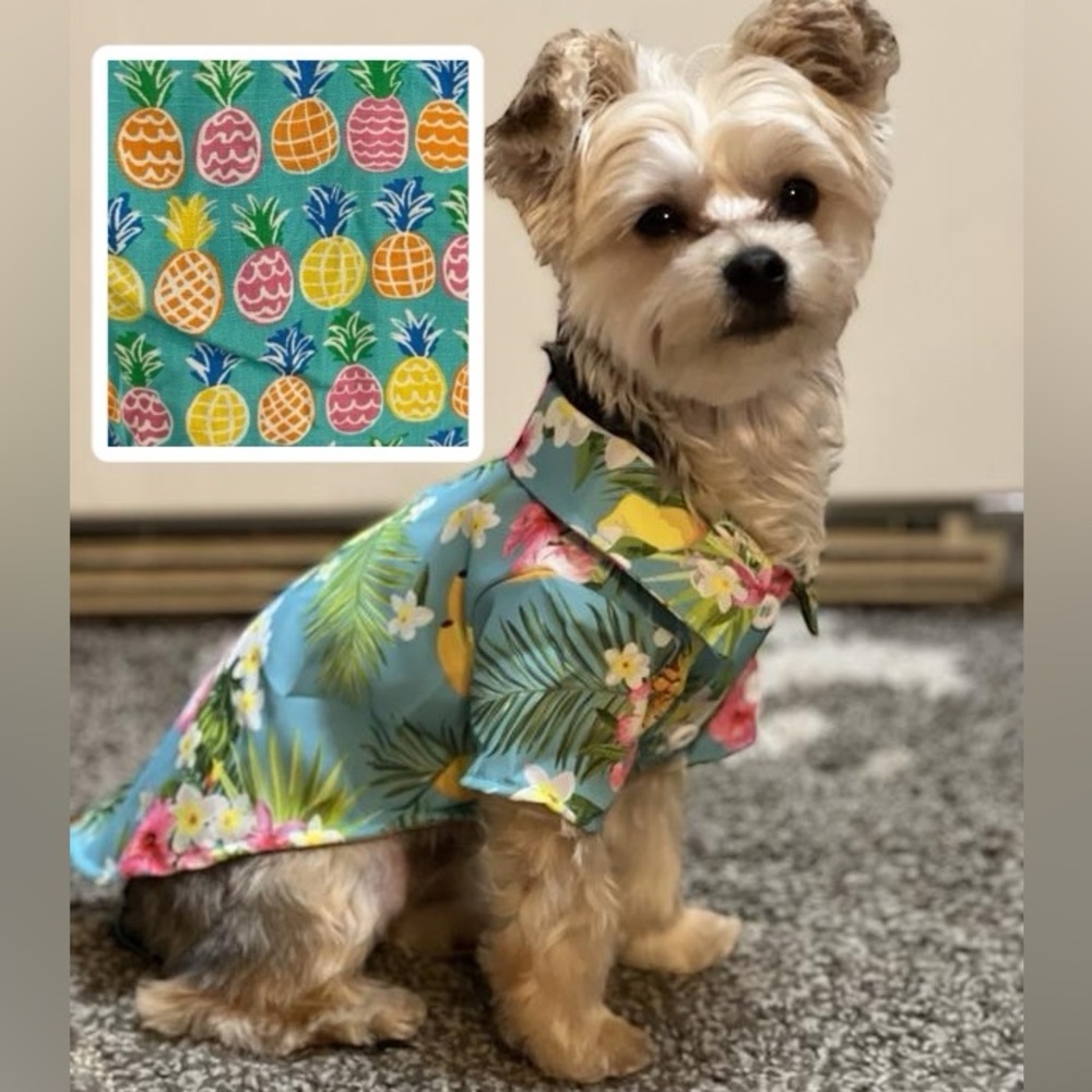 NWOT✨ Cynthia Rowley Multi Pineapple Hawaiian Style Dog Shirt, Medium *3/$15*